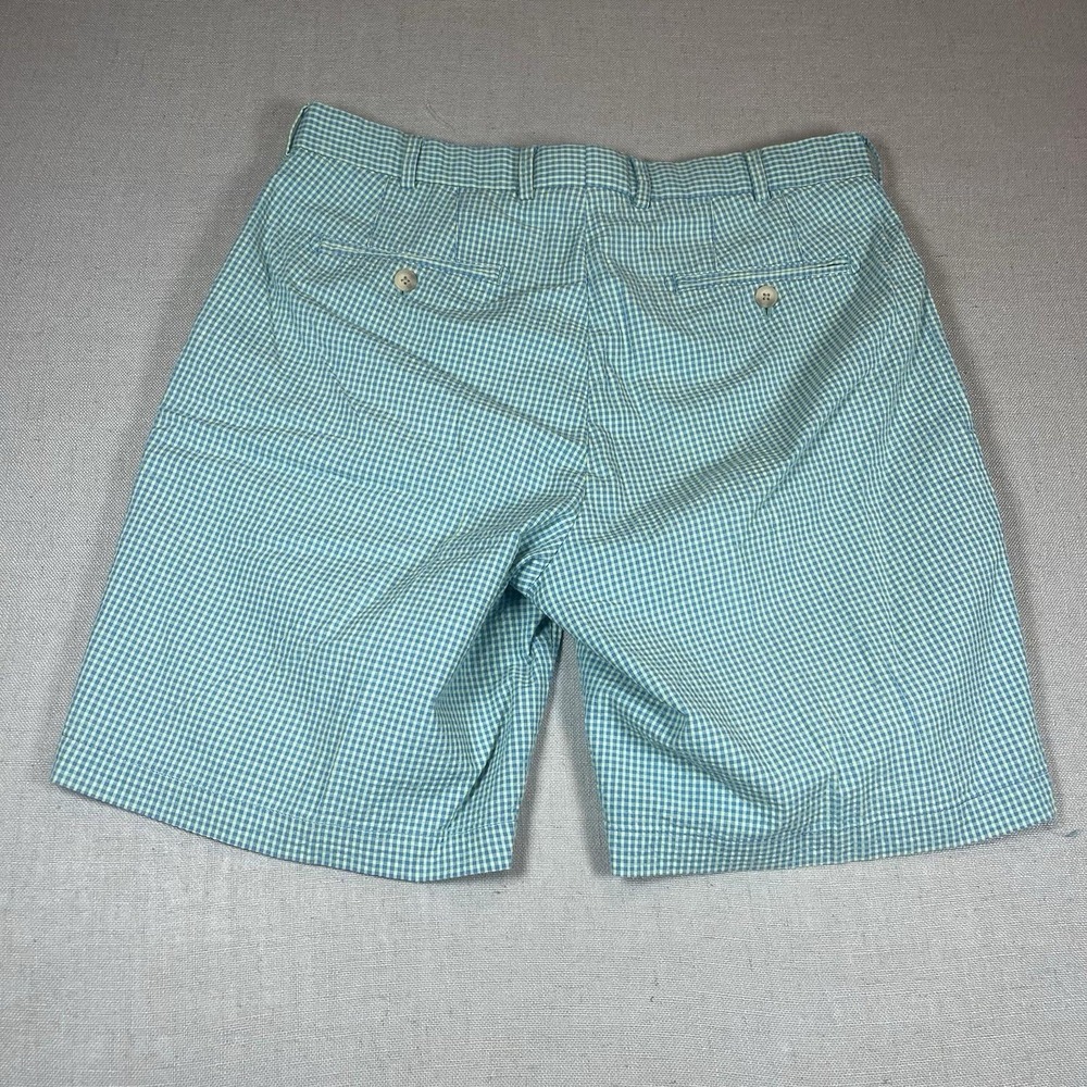 Peter Millar Shorts Men 34x9 Gingham Plaid‎ Seersucker Cotton Golf Blue/Green - Picture 4 of 7